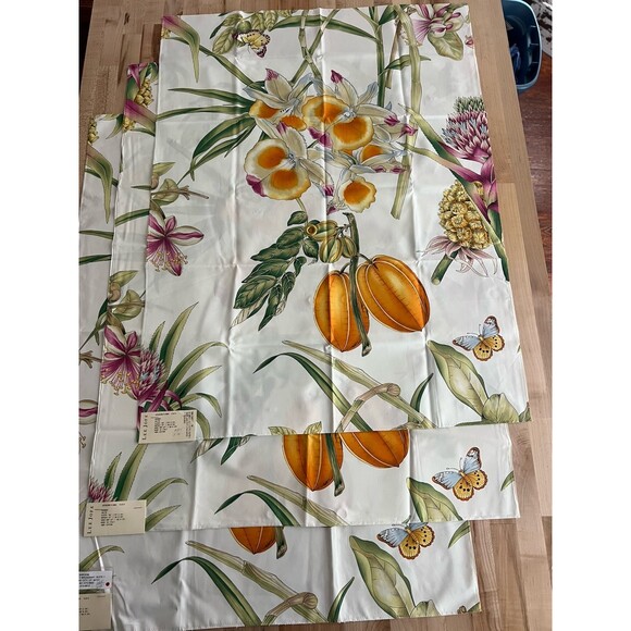 Lee Jofa Other - Lee Jofa Fabric Samples 3 Pieces 26 X 36 100% Cotton White Floral Orchids Borneo